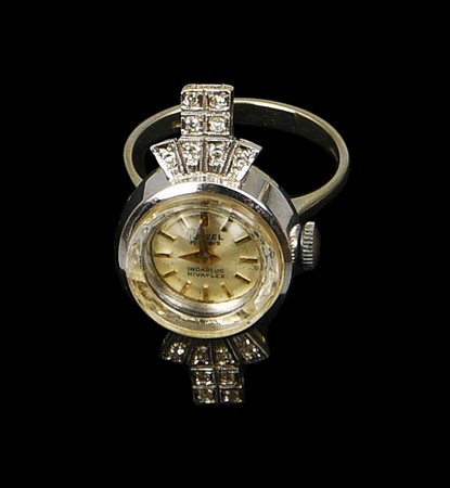 ANELLO OROLOGIO REWEL orologio Rewel montato su anello margherita in oro...