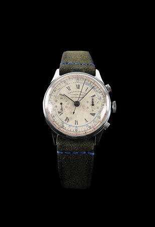LOWENTHAL CRONOGRAFO RATTRAPPANTE A DUE CONTATORI 1950 CIRCA SERIAL NUMBER...