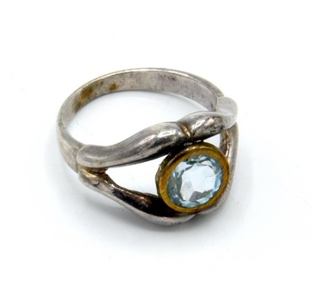 ANELLO IN ARGENTO CON TOPAZIO al centro topazio rotondo, misura 14, peso...
