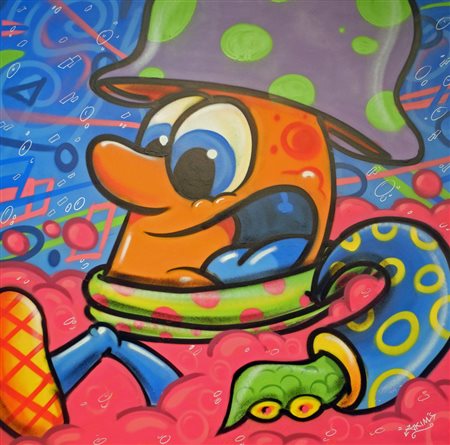 SKIM (vive e lavora a Scandicci, 1985) "L'alluvione" tecnica mista su tela cm...