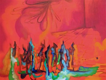 MARCO CINGOLANI (Como, 1961) "La notte il rosso si muove", 2009 olio su tela...