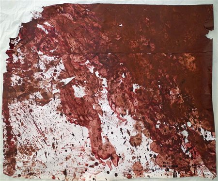 HERMANN NITSCH (Vienna, 1938) Senza titolo, 2013 tecnica mista su carta cm...