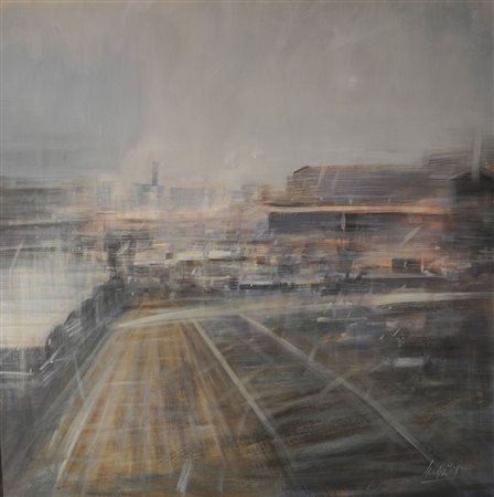 GIAMPIETRO CAVEDON (Marano Vic. 1951) "Periferia" olio su tela cm 70x70 Firmata