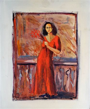 LINO LANARO (vive e lavora a Vicenza) Senza titolo olio su cartone cm 45x37...