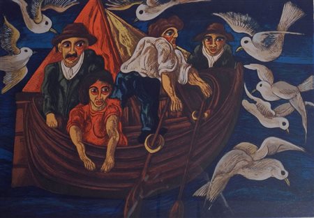 BEPPE SERAFINI (Montelupo fiorentino, 1915) senza titolo olio su tela cm...