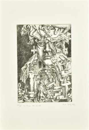 Rudi Gorog LA CHIESA DEL PECCATO incisione su carta Fabriano, battuta cm...