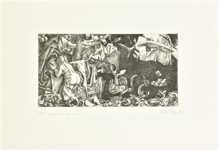 Rudi Gorog IL GIARDINO DEL VICINO incisione su carta Fabriano, battuta cm...