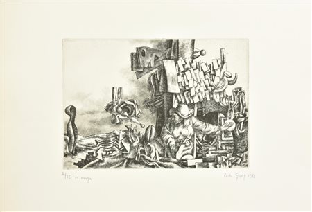 Rudi Gorog LA MAGA incisione su carta Fabriano, battuta cm 19,5x27,5, su...