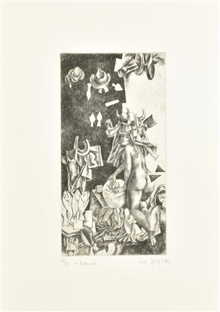 Rudi Gorog LA FIDANZATA incisione su carta Fabriano, battuta cm 30x15, su...