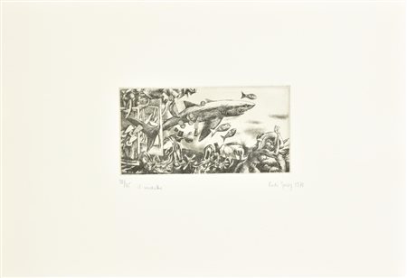 Rudi Gorog IL VERDETTO incisione su carta Fabriano, battuta cm 10x20, su...