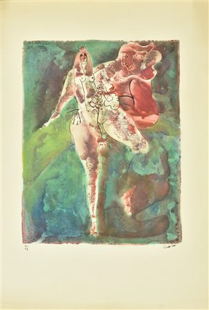 Sebastian LA DAME, LA FLEUR ET PIERROT serigrafia materica su carta ritoccata...