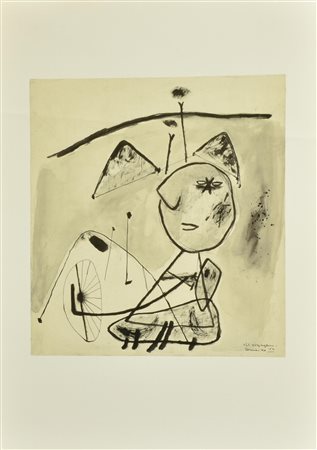 Corneille IL VIAGGIATORE litografia su carta (d'apres), cm 52x37 firma e data...