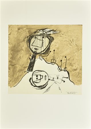 Corneille GLI ESPLORATORI litografia su carta (d'apres), cm 52x37 firma e...