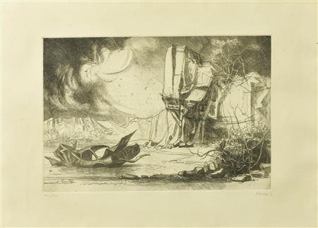 Riccardo Tommasi Ferroni SENZA TITOLO incisione su carta, battuta cm 33x48,...