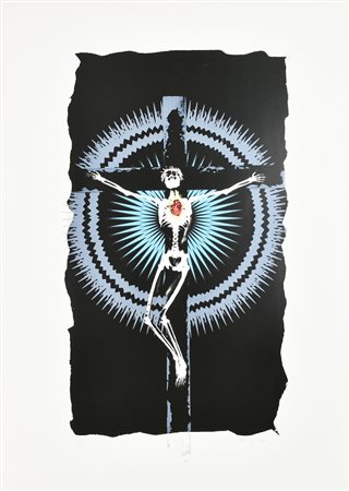 Malleus CROCIFISSIONE serigrafia su carta, cm 100x70; es. 27/33 firma