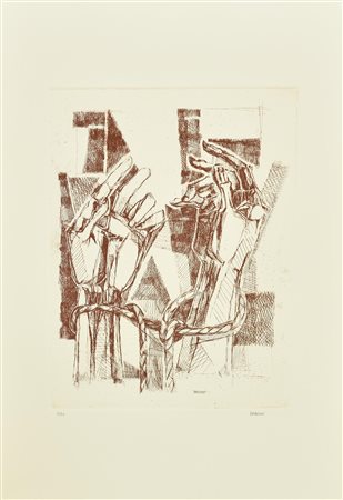 Giovanni Dragoni MANI acquaforte su carta, battuta cm 30x23, su foglio 50x35;...