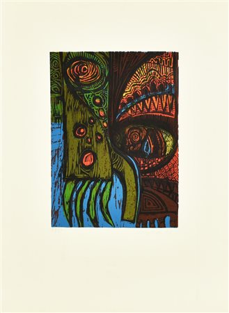 Ignoto SENZA TITOLO serigrafia su carta, cm 65x48; es. 28/99 firma, data e...