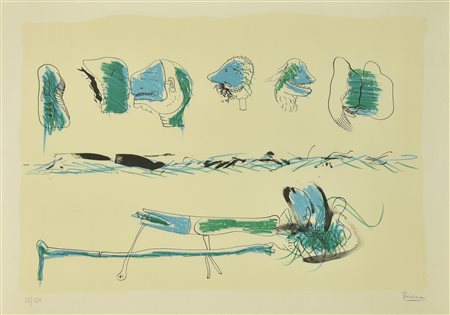 Guerra SOGGETTI MINIMALISTI litografia su carta, cm 48x68; es. 28/120 firma