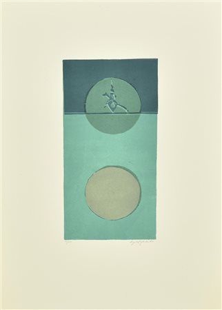 Angela Colombo IL CAVALIERE INESISTENTE linoleumgrafia su carta, cm 51x35,3;...