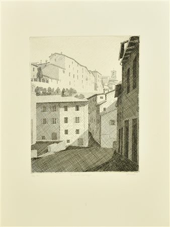 Diego Donati IN VIA DEL MANEGGIO acquaforte su carta, battuta cm 29x22, su...