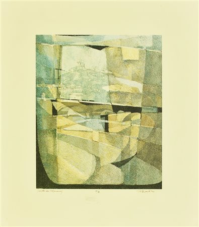 Ignoto MONTE DEI CAPPUCCINI litografia su carta, cm 76x65; es. 17/90 firma e...