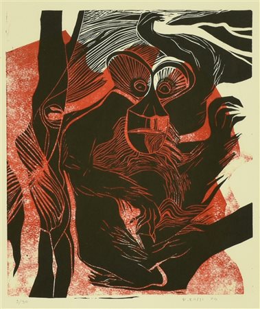 Rossano Rossi SCIMMIA serigrafia su carta, cm 30x21, es. 3/30 firma e data...