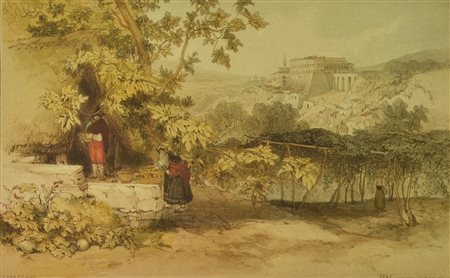 Edward Lear GENNAZZANO litografia su carta, cm 35x50, es. senza tiratura...