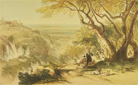 Edward Lear TIVOLI litografia su carta, cm 35x50, es. senza tiratura firma in...