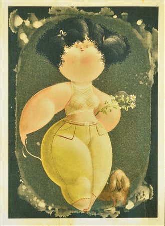 Nicola Vietti RITRATTO FEMMINILE stampa su tela, cm 25x18 firma L'opera...