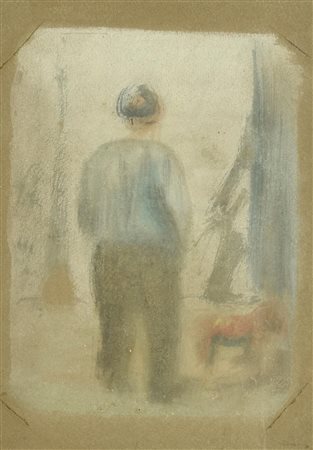 Mario Marcucci FIGURA DI SPALLE tempera e matita su cartone, cm 30x20