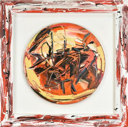 Mario Falchi SENZA TITOLO olio su tela con cornice invasa, cm 63x63, tela...
