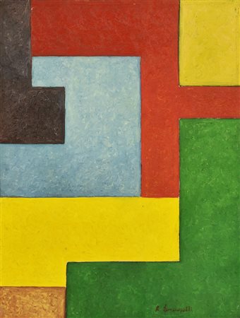 Raimondo Lorenzetti COMPOSIZIONE N. 240 olio su tela, cm 40x30 firma sul...