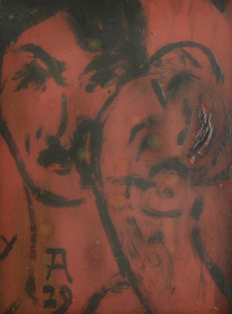 Harry Jelinek VOLTI tecnica mista su tavola, cm 28x21 firma sul retro:...