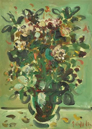 Emanuele Cappello VASO DI FIORI olio su tela, cm 70x50 firma sul retro: sigla