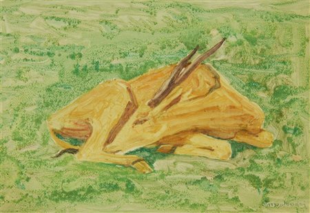 Giuseppe Montanari MUCCA monotipo su carta, cm 30,5x43 firma sul retro: firma