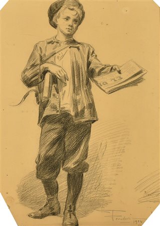 Foradori LO STRILLONE carboncino su carta, cm 33x22 firma e data eseguito nel...