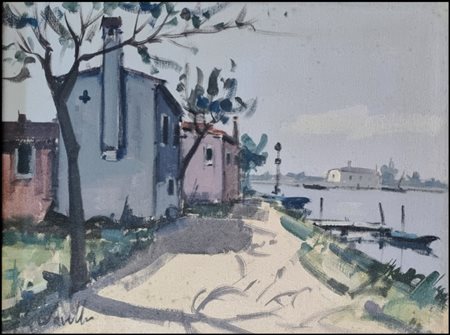 NOVELLO GIANCARLO Burano 1945 “Paesaggio lagunare” 