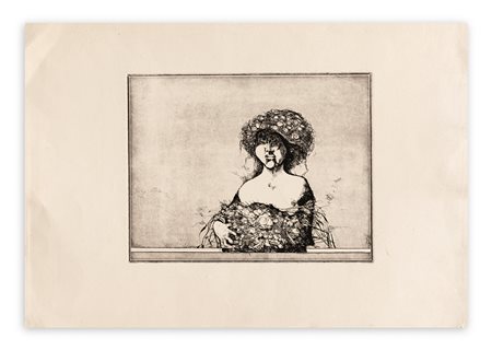 KARL PLATTNER (1919-1986) - Donna con fiori, 1970
