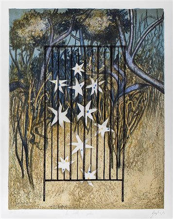 ENRICO BENAGLIA (Roma, 1938): Fiori in gabbia, 1983