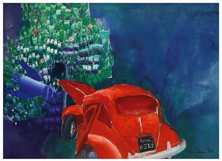 ALDO TURCHIARO (Celico, 1929): Macchina rossa incidentata, 1963