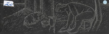 DARIO PASSI (Roma, 1949 - 2018): Uomo con cane, 1990