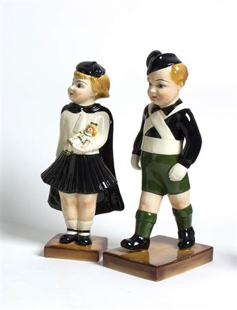 ANTONIO ZEN 
(Nove, 1871 - 1944): Coppia di Giovani Balilla