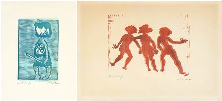 MINO MACCARI (Siena, 1898 - Roma, 1989): Lotto di due litografie