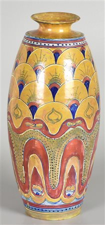 Alfredo Santarelli VASO in maiolica policroma decorata a lustro, marchio...