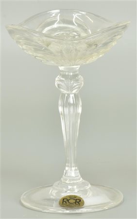 PORTACANDELA IN CRISTALLO h cm 12, diam cm 7 Italia, XX secolo Difetti