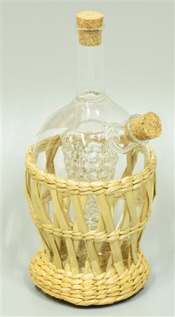 ACETOLIERA in vetro soffiato a forma di fiasco h cm 20 Italia, anni '70