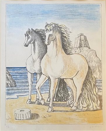 Giorgio De Chirico “Cavalli antichi” 1974