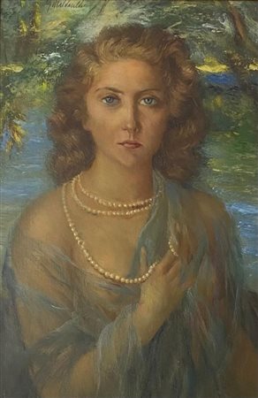 Giuseppe Maldarelli “Ritratto di signora con collana di perle”