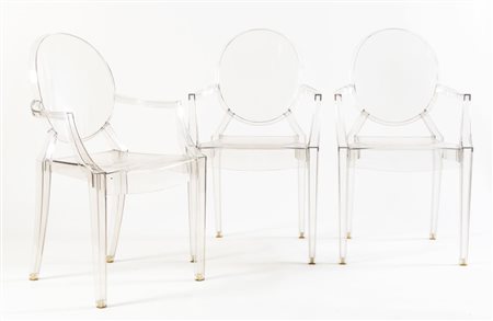 Philippe Starck per Kartell, Tre sedie “Louis Ghost”.