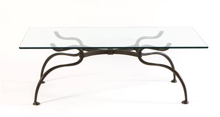 Coffee-table con piano rettangolare in vetro, Italia, Anni ‘80.